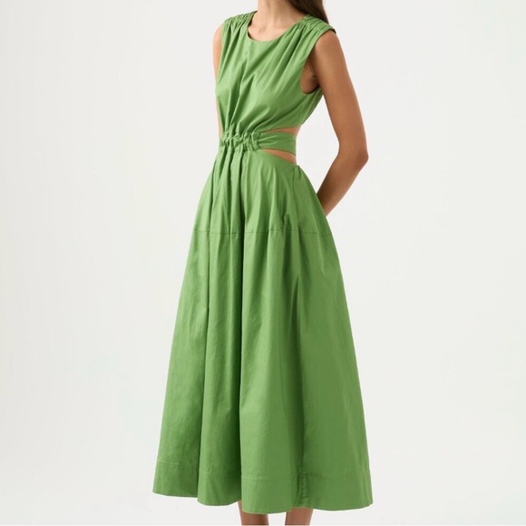 Aje Dresses & Skirts - Aje Zorina Tie-Detail Midi Dress Green Sleeveless | Size 8